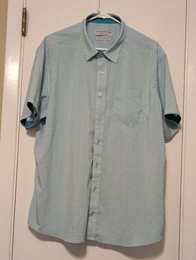 Nick Graham Men's Short-Sleeve Blue/Green Button-Up Shirt